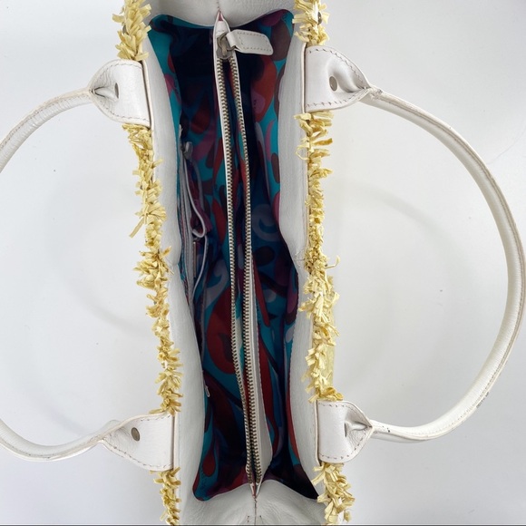 BCBGIRLS White Vegan Leather Straw Studded Tote - Picture 14 of 14